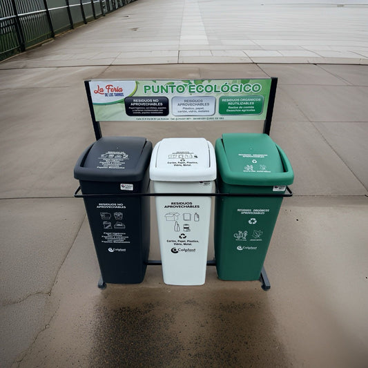 Punto Ecologico 55 lts tres puestos colores institucionales