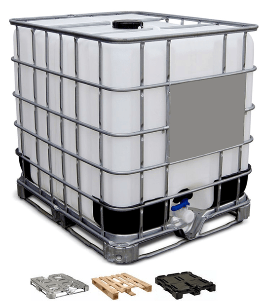 Isotanque Cuadrado 1.000 Lts con estructura y rejilla metalica